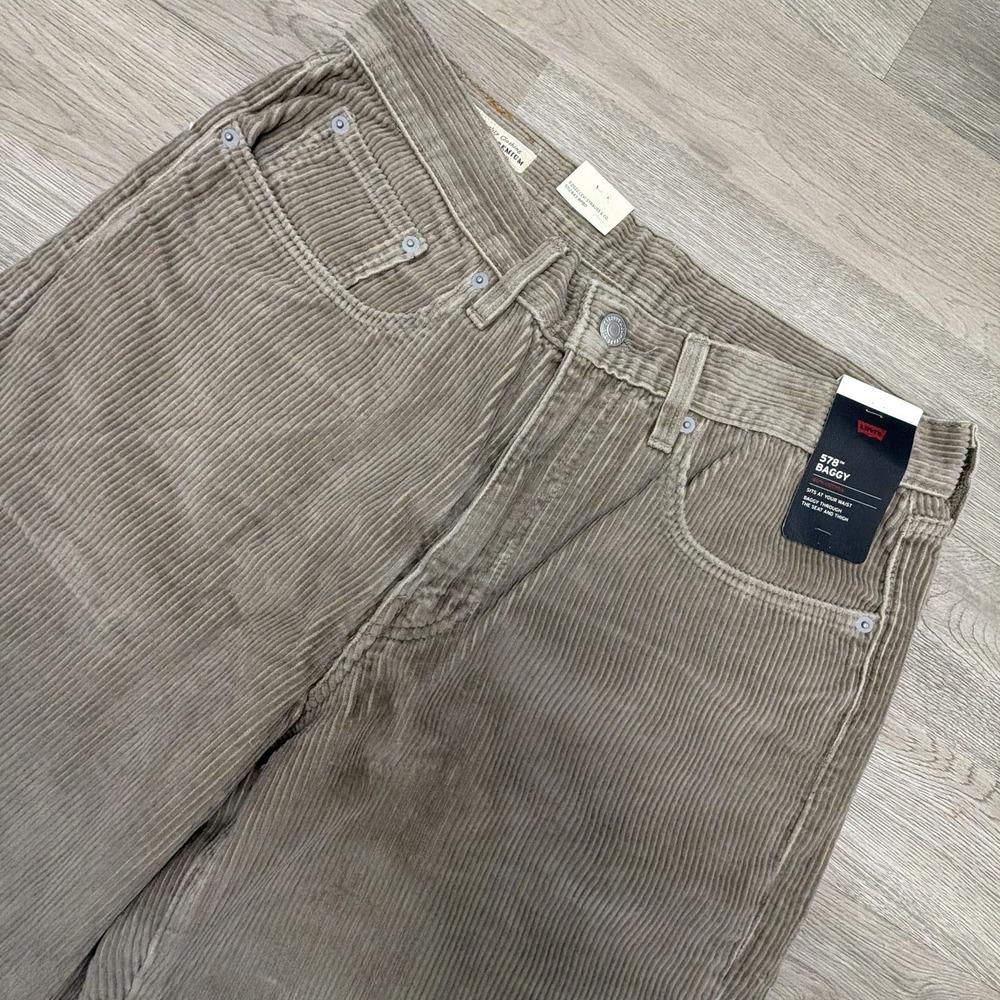 Levis Premium 578 Corduroy Pants Mens 34x30 (Fits 31x28) Baggy Beige NWT